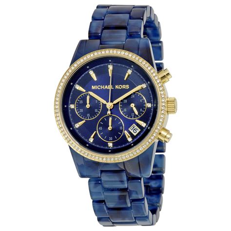 michael kors watch with blue background|Michael Kors Watch blue face.